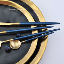 Load image into Gallery viewer, Blue Gold Tableware Cutlery Set
