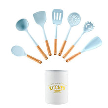 Load image into Gallery viewer, New Tiffany Blue &amp; White Silicone Cooking Utensils (BPA Free)
