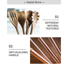 Load image into Gallery viewer, Wooden Cooking Utensils Set with Pink Rose Gold Handles
