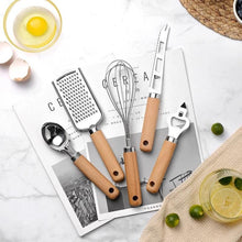 Load image into Gallery viewer, Kitchen Tool Wooden Handle Stainless Steel Set
