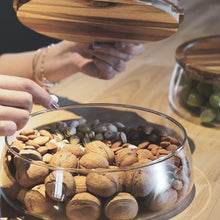 Load image into Gallery viewer, Transparent Glass Storage Canister Holder with Wood Lid
