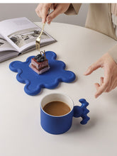 Load image into Gallery viewer, Trend Klein Blue Handmade Ceramic Cups With Big Handle For Coffee Tea Milk Creative Splash Ink Mugs Gifts Home Office Drinkware

