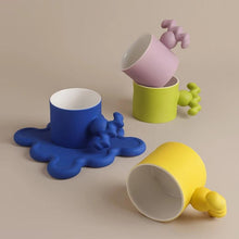 Load image into Gallery viewer, Trend Klein Blue Handmade Ceramic Cups With Big Handle For Coffee Tea Milk Creative Splash Ink Mugs Gifts Home Office Drinkware
