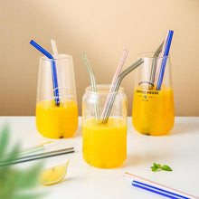 Load image into Gallery viewer, Multi-Color Reusable Glass Straws Set
