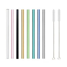 Load image into Gallery viewer, Multi-Color Reusable Glass Straws Set
