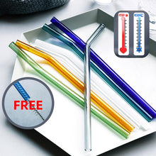Load image into Gallery viewer, Multi-Color Reusable Glass Straws Set
