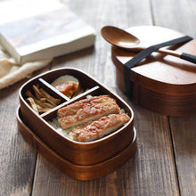 Load image into Gallery viewer, Handmade Natural Wooden Bento Box
