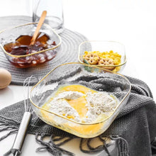 Load image into Gallery viewer, Hammered Texture Glass Bowl with Gold Trim
