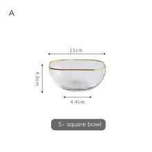 Load image into Gallery viewer, Hammered Texture Glass Bowl with Gold Trim
