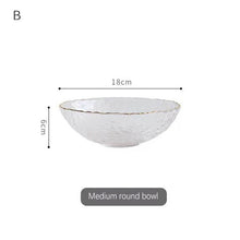 Load image into Gallery viewer, Hammered Texture Glass Bowl with Gold Trim
