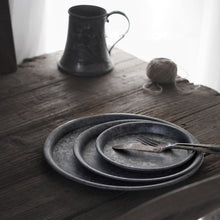 Load image into Gallery viewer, Iron Craft Storage Serving Tray, Antique Metal Round Tray
